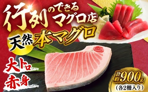 天然 本まぐろ大トロ＆赤身 各2柵（計約900g）【横須賀商工会議所 おもてなしギフト事務局（本まぐろ直売所 横須賀本店）】 [AKAK113]