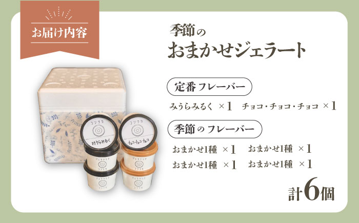 季節のジェラートおまかせ6点セット【ジェラテリア コンナカ】 [AKHT002]