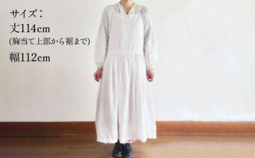 【白】ギャザーたっぷりリネンのエプロンワンピース(紐調整) ワンピース エプロンワンピース ギャザー リネン シンプル ナチュラル 【Jonico.handwork】 [AKGD003-1]