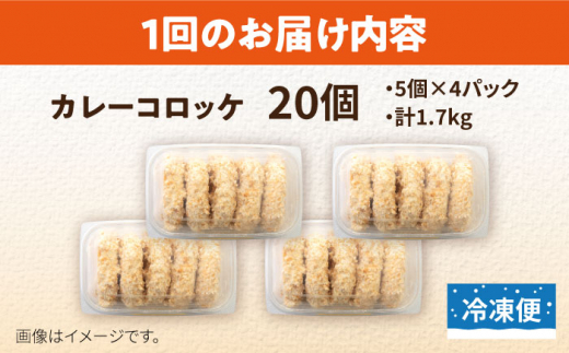 【全12回定期便】カレーコロッケ 20個 1.7kg 揚げ物 惣菜 横須賀 マルシン国産 精肉店直営  揚げるだけ 簡単 便利な 小分け【有限会社丸伸商事】 [AKFH032]