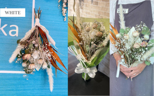 【ホワイト】ドライフラワー スワッグ Sサイズ  インテリア 部屋 花 【flowerbasket namika】 [AKGA001-1]