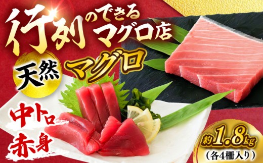 天然 まぐろ 中トロ＆赤身 各4柵（計約1.8kg）【横須賀商工会議所 おもてなしギフト事務局（本まぐろ直売所 横須賀本店）】 [AKAK117]