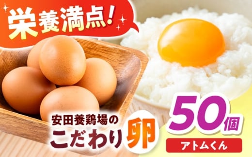 【年内発送の受付は12月18日まで！】安田養鶏場の卵 アトムくん 50個入り 横須賀市 産地直送 割れ保証付き たまご 黄身 濃厚 卵 玉子 タマゴ 鶏卵 年内発送 【安田養鶏場】 [AKHN004]