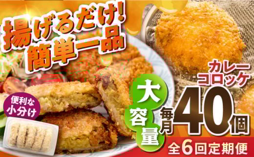 【全6回定期便】カレーコロッケ 40個 3.4kg 揚げ物 惣菜 横須賀 マルシン国産 精肉店直営  揚げるだけ 簡単 便利な 小分け【有限会社丸伸商事】 [AKFH028]