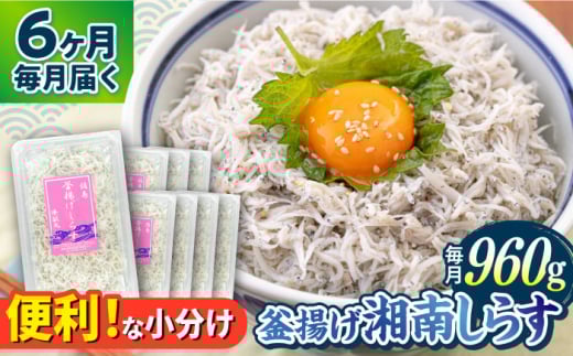 【全6回定期便】釜揚げ 湘南しらす 960g 小分け 120g×8パック / しらす 湘南 ふわふわ 食感 冷凍 国産 シラス お取り寄せ 人気 佐島 横須賀 かながわブランド 神奈川県【平敏丸】 [AKEZ009]
