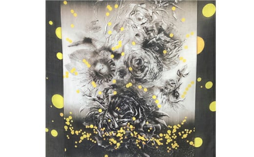 「再生の薔薇」ストール 約107cm×約107cm ストール koharu 版画家 薔薇 シルク ファッション 衣類 横須賀 神奈川【有限会社カヤマ】 [AKAR009]