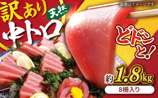 【年内発送の受付は12月24日まで！】【訳あり】天然 まぐろ 中トロ メバチ 計約1.8kg (8柵入り) 鮪 マグロ 魚 刺身 まぐろ 横須賀 年内発送 【横須賀商工会議所 おもてなしギフト事務局（本まぐろ直売所 横須賀本店）】 [AKAK011]