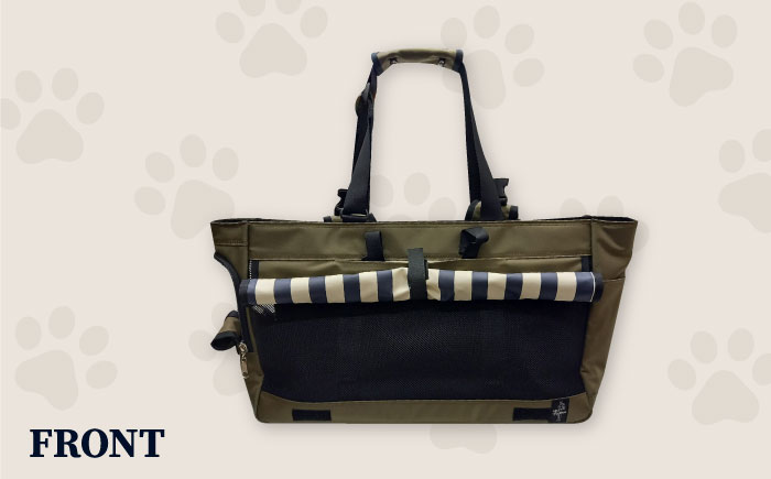 【カーキ】ペット用キャリーバッグ リュック＆トート長 【ミスターバックマン】 [AKHS003-2]