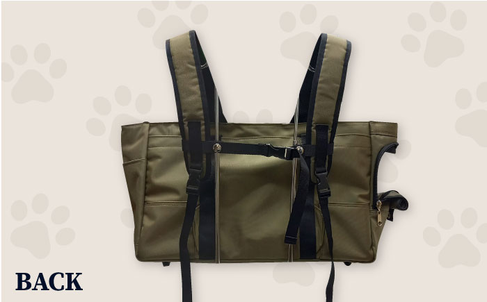 【カーキ】ペット用キャリーバッグ リュック＆トート長 【ミスターバックマン】 [AKHS003-2]