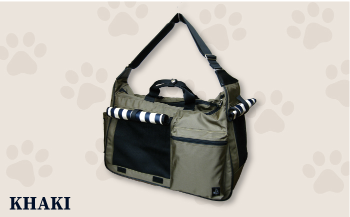 【カーキ】ペット用キャリーバッグ ワンショルダーダブル大 【ミスターバックマン】 [AKHS002-2]