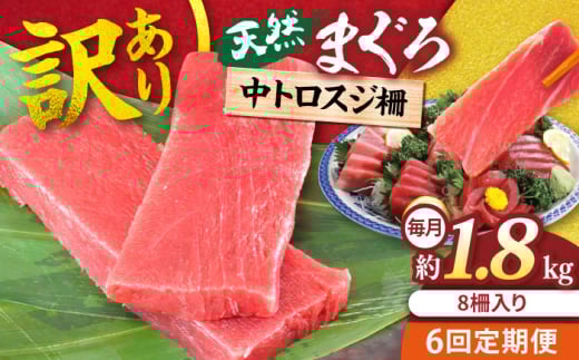 【全6回定期便】【訳あり】天然 本まぐろ 中トロ 計約1.8kg (8柵入り) 鮪 マグロ 魚 刺身 横須賀【本まぐろ直売所】 [AKAK072]