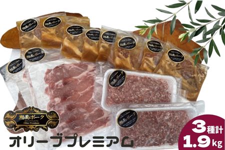  豚肉 藤沢産 湘南ポーク オリーブプレミアム ローススライス2Pと挽肉2P、味噌漬け8枚セット