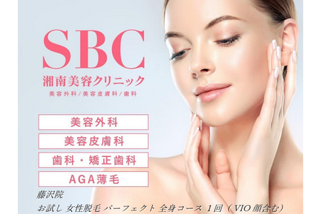 お試し 女性脱毛 パーフェクト 全身コース 1回 VIO 顔含む 藤沢院／SBC 湘南 美容 クリニック ふるさと納税 脱毛 医療 レーザー 利用券 チケット 神奈川県 藤沢市