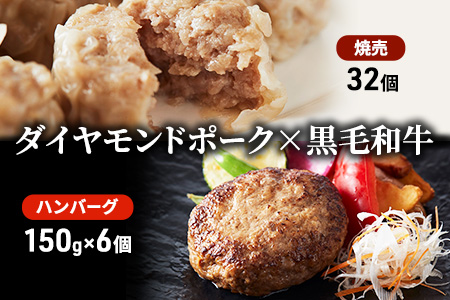 至福のハンバーグ 6個（150g×6個）と ダイヤモンドポークの弥勒寺焼売 32個