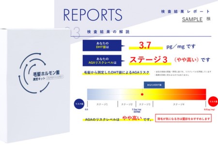 AGAによる薄毛リスクが、髪の毛数本でわかる！【毛髪ホルモン量測定キット（DHT）】