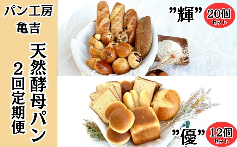 パン 食パン 【2ヵ月定期便】 天然酵母パン ”輝”20個 ”優”12個 亀吉パン遊房 生食パン 国産小麦 天然酵母 レーズン 黒糖 詰め合わせ セット 神奈川 藤沢