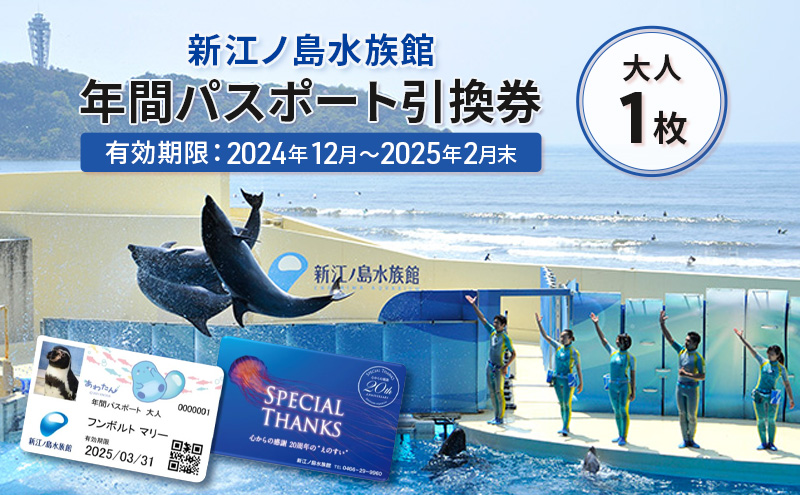 チケット 神奈川 【新江ノ島水族館】年間パスポート引換券(大人1枚) 有効期間2024年12月～2025年2月末まで 水族館 パスポート 入場券 江ノ島 藤沢市 神奈川県 プレゼント ギフト