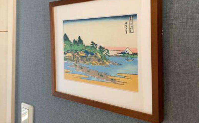 葛飾北斎 浮世絵「冨嶽三十六景 相州江の嶌」復刻版  額入りアート 浮世絵 葛飾北斎 富嶽三十六景 江の島 インテリア 絵画 日本画 有名 藤沢市 神奈川