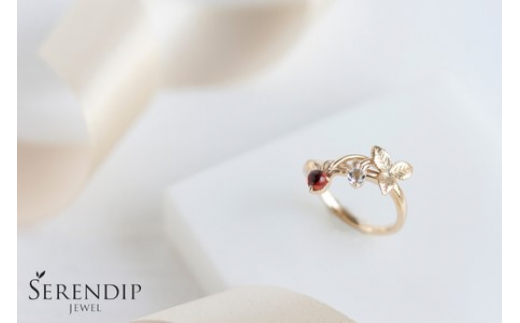 K10 Strawberry ガーネット トパーズ Pinky Ring レディース ジュエリー アクセサリー【1号～9号】リング りんぐ 指輪  ピンキー イエローゴールド  がーねっと シンプル おしゃれ かわいい プレゼント ギフト SERENDIPJEWEL 株式会社菜畑 神奈川 湘南 藤沢