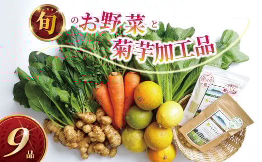 【合計9品/菊芋製品入】湘南からのおまかせ健康セット（旬の農薬不使用野菜7品＋菊芋加工品2品）