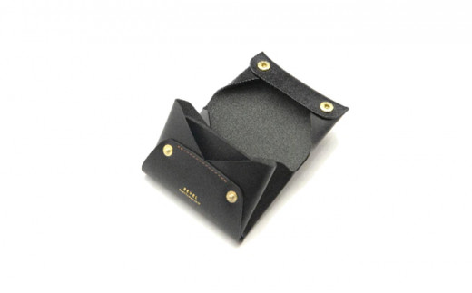 折革技法仕立 牛革 コンパクト コイン財布 ブラック 職人 本革製品 素材 折り革 皮 レザー 革財布 財布 サイフ 湘南工房 キャッシュレス ウォレット レザー サイフ さいふ お金 saifu 雑貨 ファッション 日用品 通勤 折り革技法 レタータイプ 国産 神奈川 湘南 藤沢