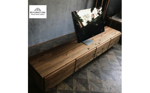 TV台 180×35cm 引き出しタイプ 台 テレビ台 家具 かぐ カグ 収納 棚 たな タナ 手仕上げ 手作り ハンドメイド 木目 オリジナル リビング 贈り物 1点物 国産 杉材 無垢材 無垢素材 木目 便利 レトロ ビンテージ おしゃれ 85ファニチャー神奈川 湘南 藤沢