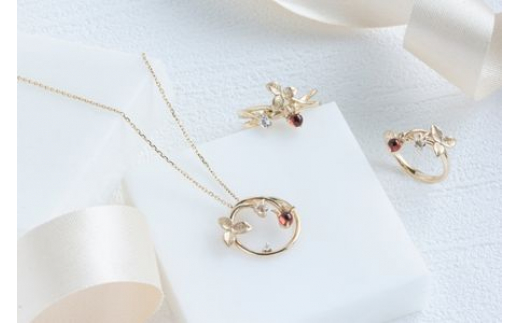 K10 Strawberry ガーネット トパーズ ダイヤモンド ネックレス レディース ジュエリー アクセサリー イエローゴールド ホワイトトパーズ ペンダント シンプル 一点もの おしゃれ かわいい プレゼント ギフト 贈り物 株式会社菜畑 神奈川 湘南 藤沢