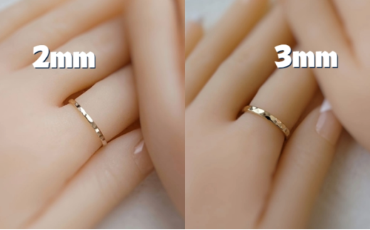 アクセサリー K14GF 槌目リング 3㎜幅 選べるサイズ 指輪 アクセサリー ジュエリー K14 ゴールドフィルド リング レディース メンズ ペア シンプル 一点もの 華奢リング ペアリング ピンキーリング かわいい おしゃれ プレゼント ギフト 20000円 贈り物 FABBRICA OSAWA 神奈川 湘南 藤沢