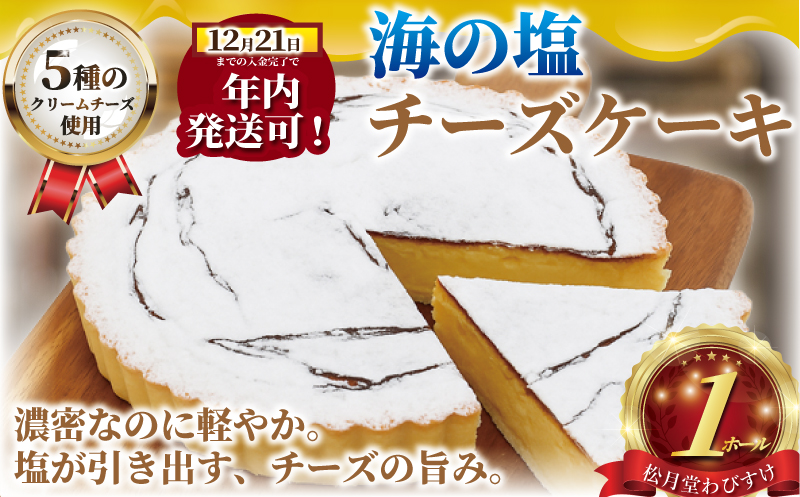 年内発送 !  (12/21決済完了分まで) チーズケーキ 海の塩 チーズケーキ 1ホール 湘南藤沢名物 出来立て 急速冷凍 ケーキ デザート チーズ 菓子 お菓子 焼き菓子 スイーツ おやつ ちーずけーき 海 塩 人気 お取り寄せ 誕生日 記念日 贈答 プレゼント ギフト 松月堂わびすけ 神奈川 湘南 藤沢