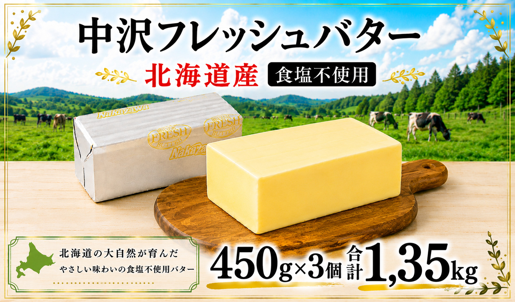 無塩バター 北海道バター 450g × 3個 計 1.35kg 食塩不使用 無塩 フレッシュ バター 北海道 原乳 パン 洋食 料理 お菓子 国産バター 生乳 ミルク お菓子作り 朝食 ぱん 湘南バター 北海道バター 調理バター BUTTER Butter ばたー butter 中沢フレッシュバター 栄養 中沢乳業 神奈川 藤沢市 湘南 藤沢