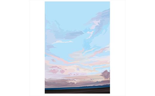 【さようなら、ありがとう】直筆サイン入り　額付きジークレープリント　小田原にある景色　心象風景　片田舎の風景　子供の頃に見た風景　海　空　山
