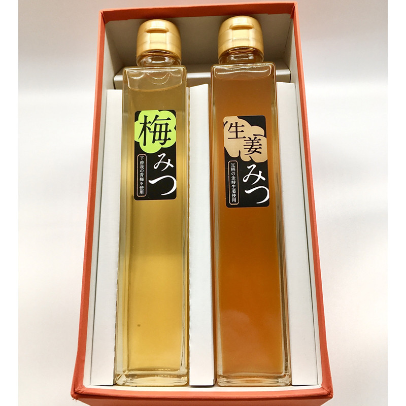 フルーツ漬け蜂蜜2本セット（梅みつ＆生姜みつ）【はちみつ ハチミツ 蜂蜜 家庭用 自宅用 贈答品 贈答用 ギフト お取り寄せ 御中元 お中元 お歳暮 父の日 母の日 贈り物 梅 生姜 フルーツ 神奈川県 小田原市 】
