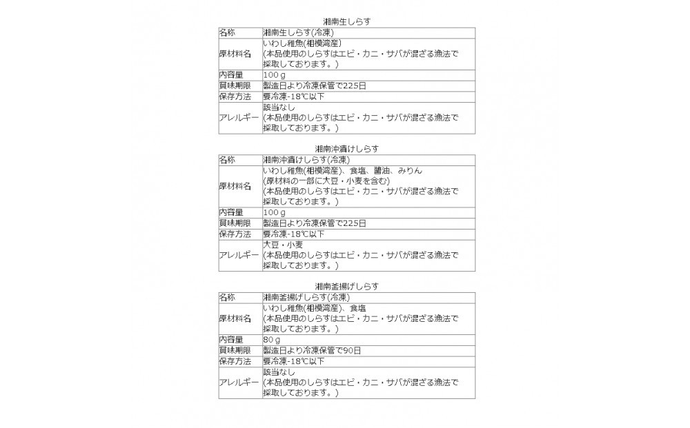 湘南しらす　3色セット