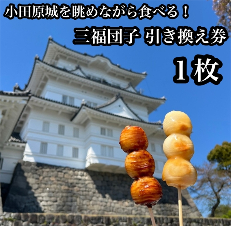 小田原城を眺めながら食べるお団子 三福団子引換券 1本分 くるみ味噌 みたらし団子【 引換券 神奈川県 小田原市 】