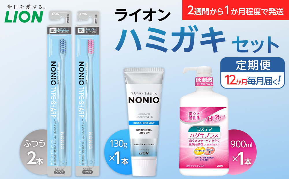 【定期便 毎月 12か月】LION ハミガキセット