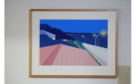 【彼女のうなじと、甘い柑橘の香り】小説付き　直筆サイン入り　額付きジークレープリント　小田原にある景色　心象風景　片田舎の風景　子供の頃に見た風景　海　空　山