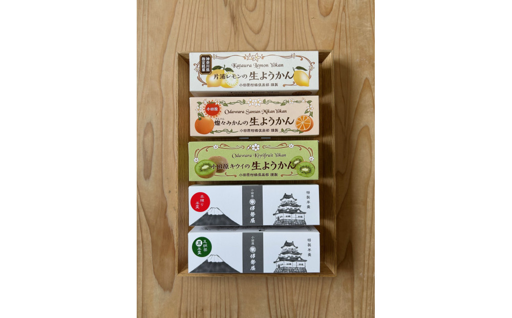 小田原老舗和菓子店の手づくりようかん5本セット【和菓子店　手づくりようかん5本セット レモンようかん　フルーツようかん 足柄茶ようかん 本練ようかん キウイようかん みかんようかん 神奈川県指定銘菓 神奈川県 小田原市 】