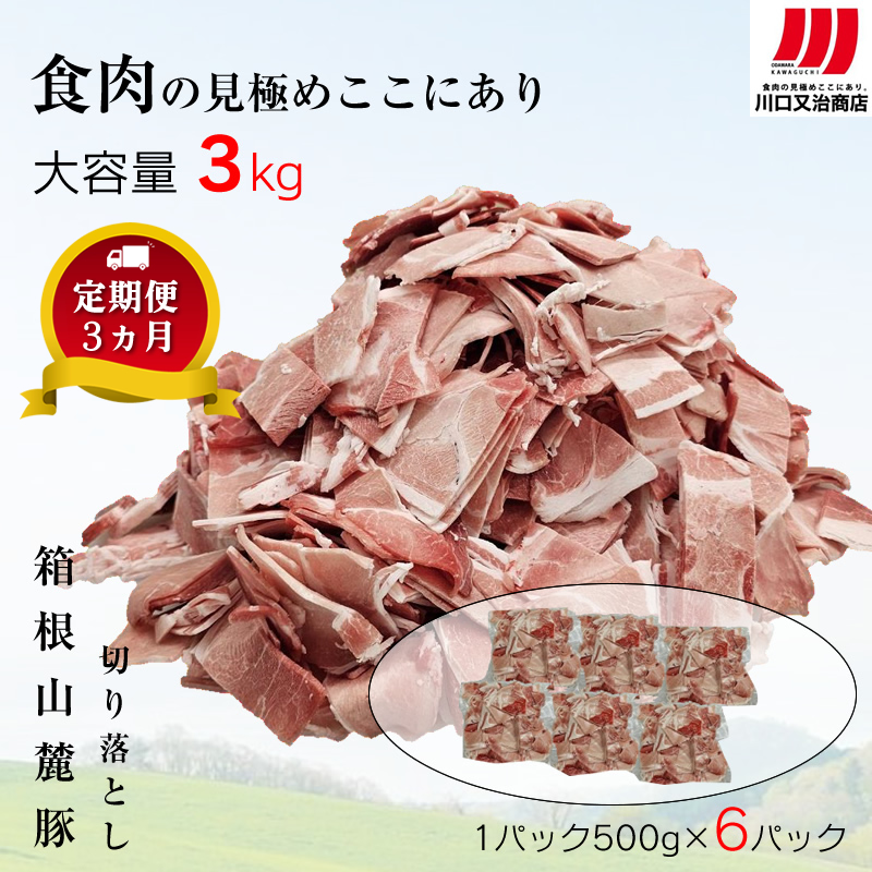 【定期便３ヵ月】箱根山麓豚　モモ・ウデ切り落とし３K盛り(500ｇ×６パック)【 箱根山麓豚 切り落とし 神奈川県 小田原市 】