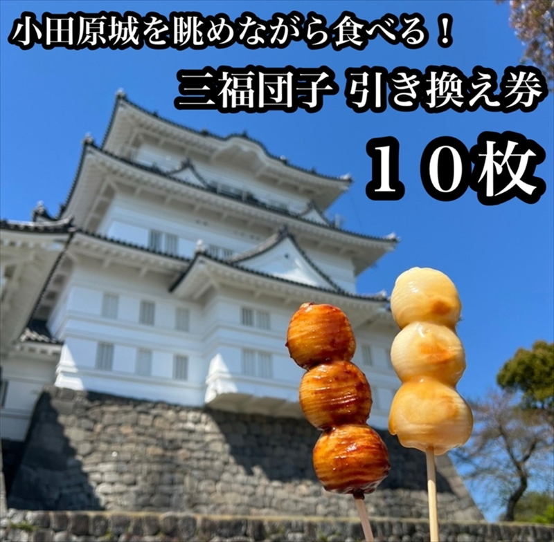 小田原城を眺めながら食べるお団子 三福団子引換券 10本分 くるみ味噌 みたらし団子【 引換券 神奈川県 小田原市 】