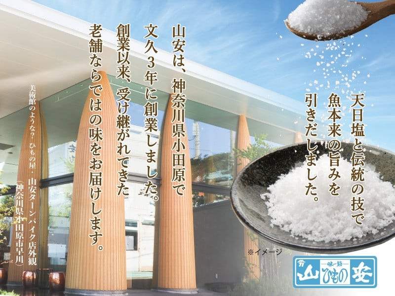 【 小田原 山安 】老舗の極干物 詰め合わせ４種 (10枚) 【 縞ほっけ開き干し 真あじ開き干し 金目鯛開き干し いか開き干し 干物 詰合せ 神奈川県 小田原市 】