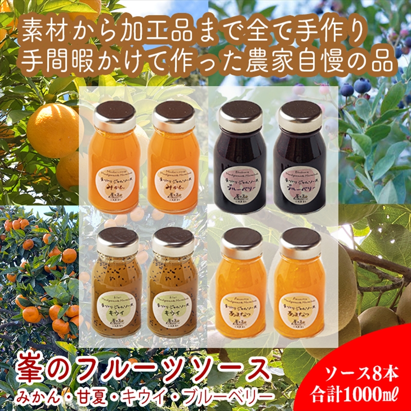 手づくりジャムソース 8本セット 手作りみかん キウイ あまなつ ブルーベリー 125ml 詰め合わせ ギフト 【 家庭用 自宅用 贈答品 贈答用 ギフト お取り寄せ お中元 お歳暮 贈り物 お祝い 神奈川県 小田原市 】