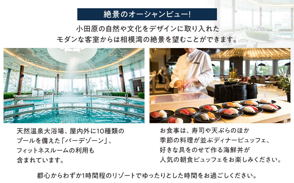 【チケット有効期限延長！】ヒルトン・スーペリア・ツインルーム宿泊プラン　1泊夕朝食付き＜1組2名様＞★オーシャンビュー！天然温泉大浴場、プール施設利用含む【オーシャンビュー フィットネス 天然温泉大浴場 バーデゾーン ヒルトン 神奈川県 小田原市 】