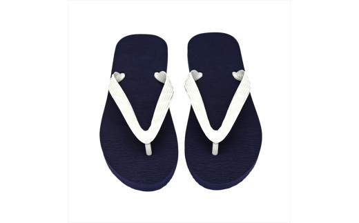 海にかえる生分解性の国産ビーチサンダル「SIX LINE」☆小田原城型フローティングキーホルダー付き ソール：ネイビー×鼻緒：ホワイト・29cm【高島屋選定品】