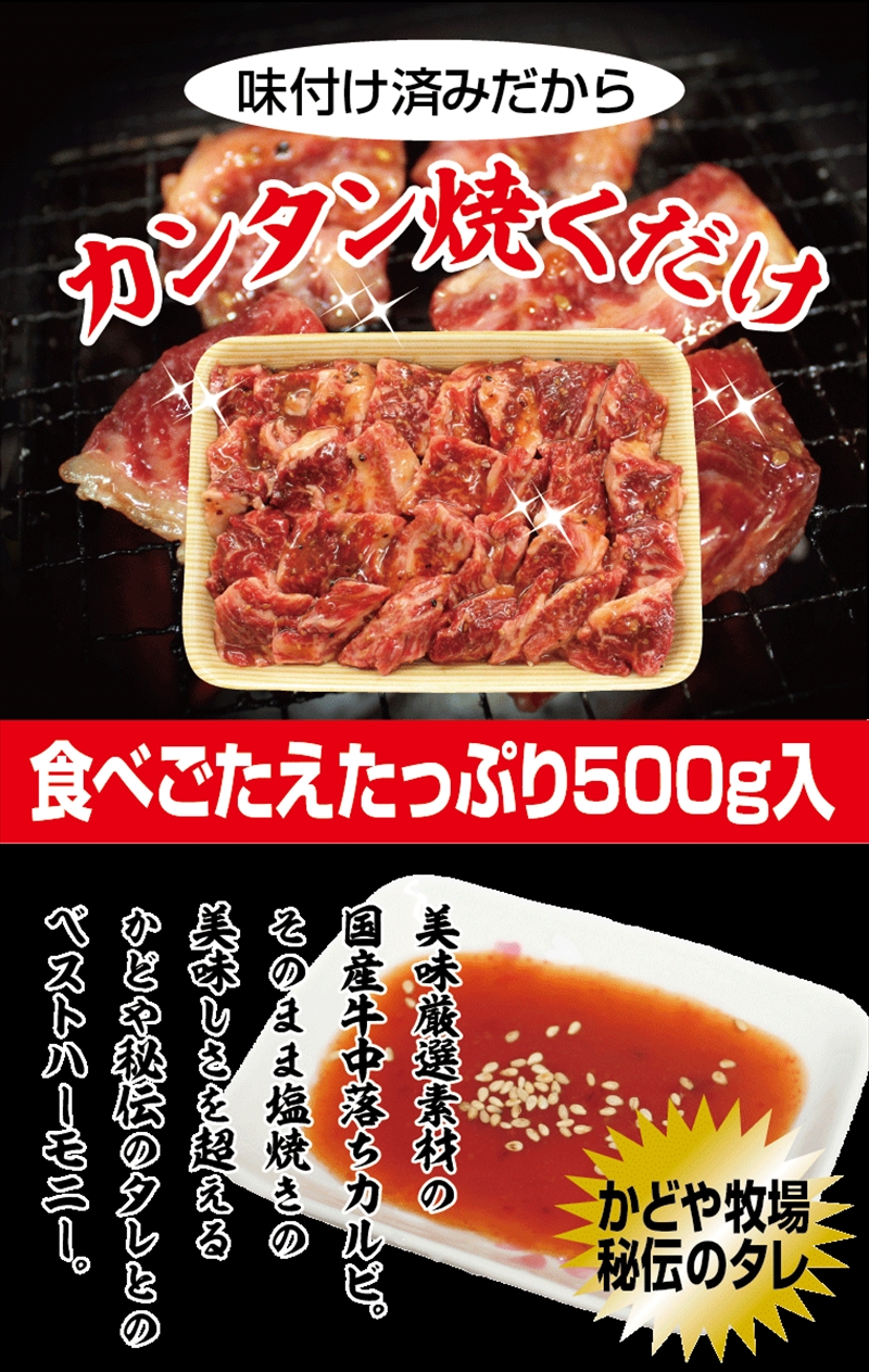 国産牛中落ちカルビ焼肉用 500g【牛肉 国産 お肉 神奈川県 小田原市 】