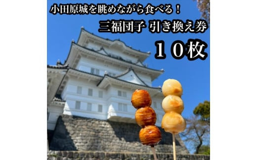 小田原城を眺めながら食べるお団子 三福団子引換券 10本分 くるみ味噌 みたらし団子【 引換券 神奈川県 小田原市 】
