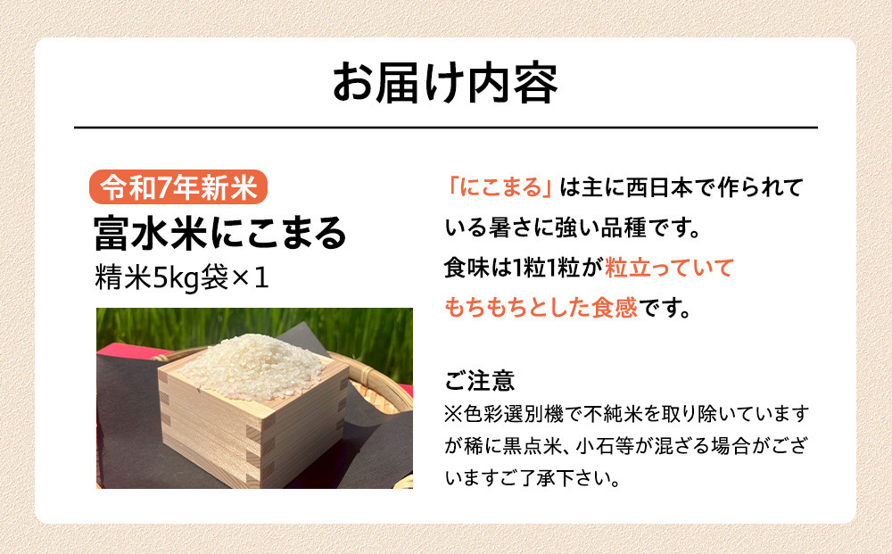 令和7年産　富水米　精米　5kg　にこまる