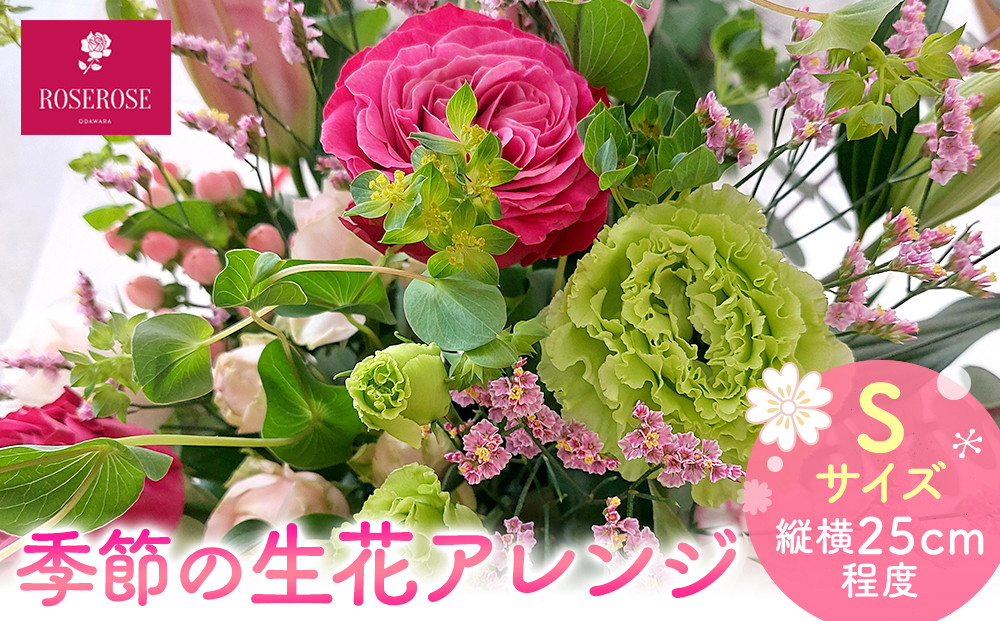 季節の生花アレンジ　Sサイズ 【 フラワー アレンジメント お花 ギフト プレゼント 贈り物 誕生日 お祝い 神奈川県 小田原市 】