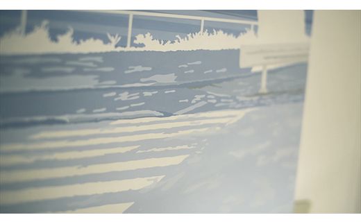 原画【gift】オリジナル風景画　キャンバス ペインティング　小田原出身在住イラストレーターの作品　心象風景　子供の頃見た風景　海　空　山