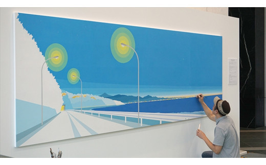 壁掛け壁画　小田原の風景など　大型オリジナルアート　壁のサイズに合わせたキャンバス作品　4メートル程度まで　海　山　空