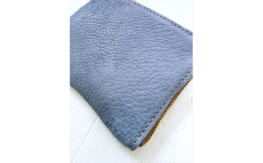 鹿革L字財布ミニ　ブルーグレー【 財布 神奈川県 小田原市 】